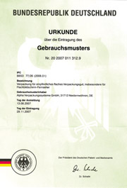 Patenturkunde Systemverpackung fr TFT- und Plasmabildschirme